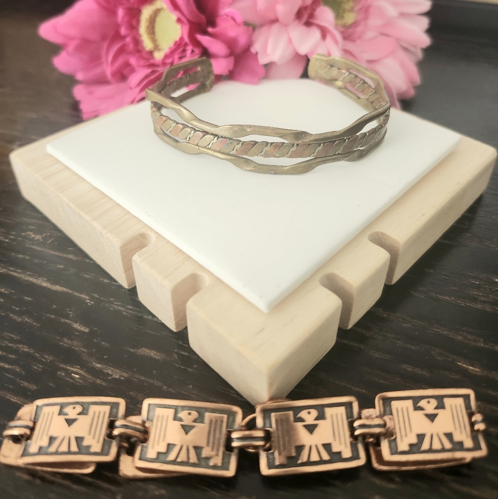 Vintage Cooper and Brass  Bracelet Set
